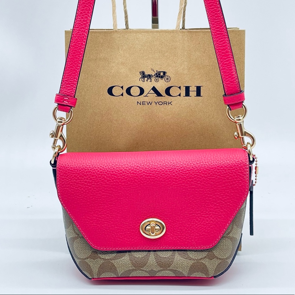 Coach Pink and Tan Crossbody Bag